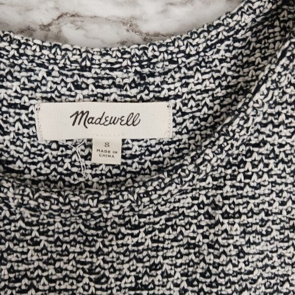 MADEWELL Swingy Fringe Tank Top women's size S black white knit - Picture 6 of 8